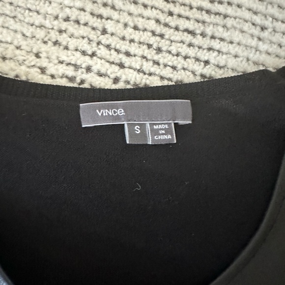 Vince leather front black sweater. - Picture 3 of 4